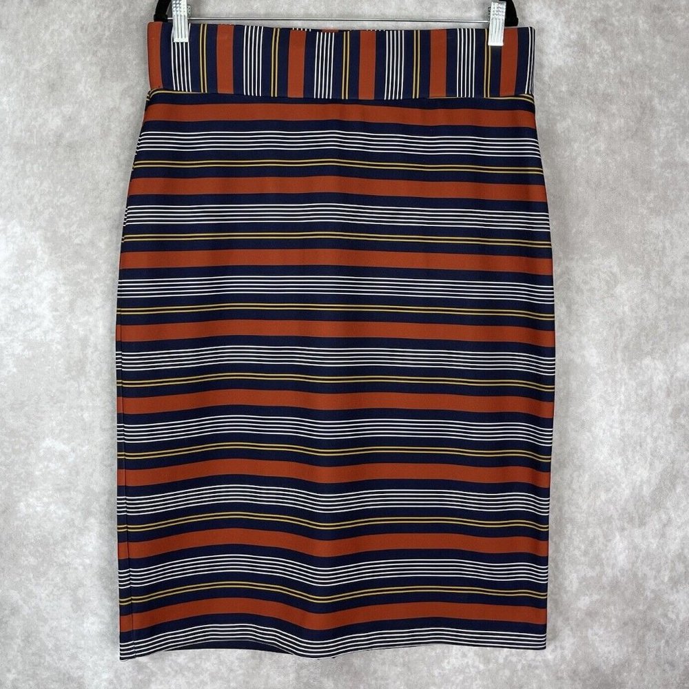 Eloquii Striped Neoprene Pencil Zip Back Slit‎ Skirt Women's Size 14